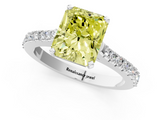 White gold Fancy Yellow Radiant  Cut Solitaire Diamond Engagement Ring with Pave Band and Four-Prong Setting_160