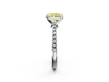 White gold Fancy Yellow Radiant  Cut Solitaire Diamond Engagement Ring with Pave Band and Four-Prong Setting_160