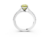 White gold Fancy Yellow Radiant  Cut Solitaire Diamond Engagement Ring with Pave Band and Four-Prong Setting_162