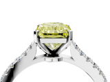 White gold Fancy Yellow Radiant  Cut Solitaire Diamond Engagement Ring with Pave Band and Four-Prong Setting_163