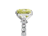 White gold Fancy Yellow Radiant  Cut Solitaire Diamond Engagement Ring with Pave Band and Four-Prong Setting_164