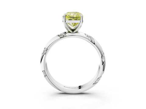 White gold Fancy Yellow Radiant Cut Solitaire Diamond Engagement Ring with Twisted Pave Band and Four-Prong Setting_40