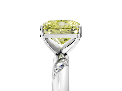 White gold Fancy Yellow Radiant Cut Solitaire Diamond Engagement Ring with Twisted Pave Band and Four-Prong Setting_42
