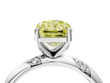 White gold Fancy Yellow Radiant Cut Solitaire Diamond Engagement Ring with Twisted Pave Band and Four-Prong Setting_47
