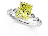 White gold Fancy Yellow Radiant Cut Solitaire Diamond Ring with Infinity Twist Band and Four-Prong Setting_13