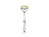 White gold Fancy Yellow Radiant Cut Solitaire Diamond Ring with Prong Setting and Plain Band_14