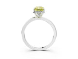 White gold Fancy Yellow Radiant Cut Solitaire Diamond Ring with Prong Setting and Plain Band_15