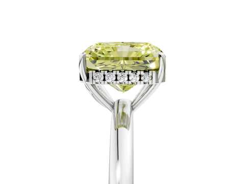 White gold Fancy Yellow Radiant Cut Solitaire Diamond Ring with Prong Setting and Plain Band_17