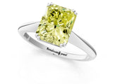 White gold Fancy Yellow Radiant Cut Solitaire Diamond Ring with Six-Prong Setting and Classic Band_100