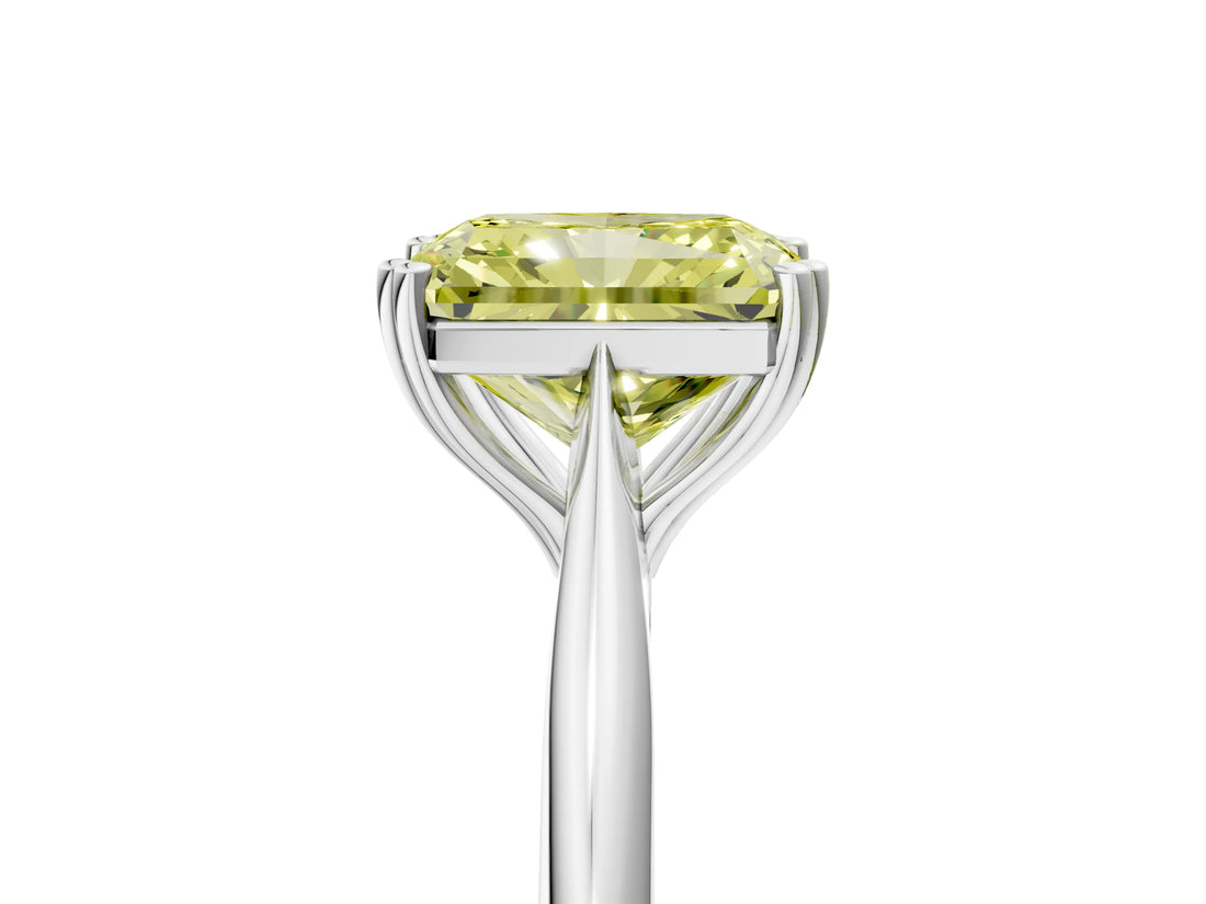 White gold Fancy Yellow Radiant Cut Solitaire Diamond Ring with Six-Prong Setting and Classic Band_269