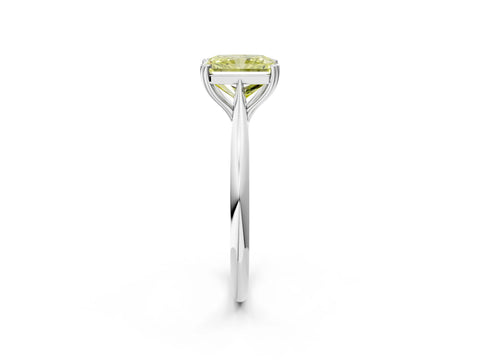 White gold Fancy Yellow Radiant Cut Solitaire Diamond Ring with Six-Prong Setting and Classic Band_2