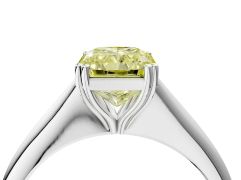 White gold Fancy Yellow Radiant Cut Solitaire Diamond Ring with Six-Prong Setting and Classic Band_4