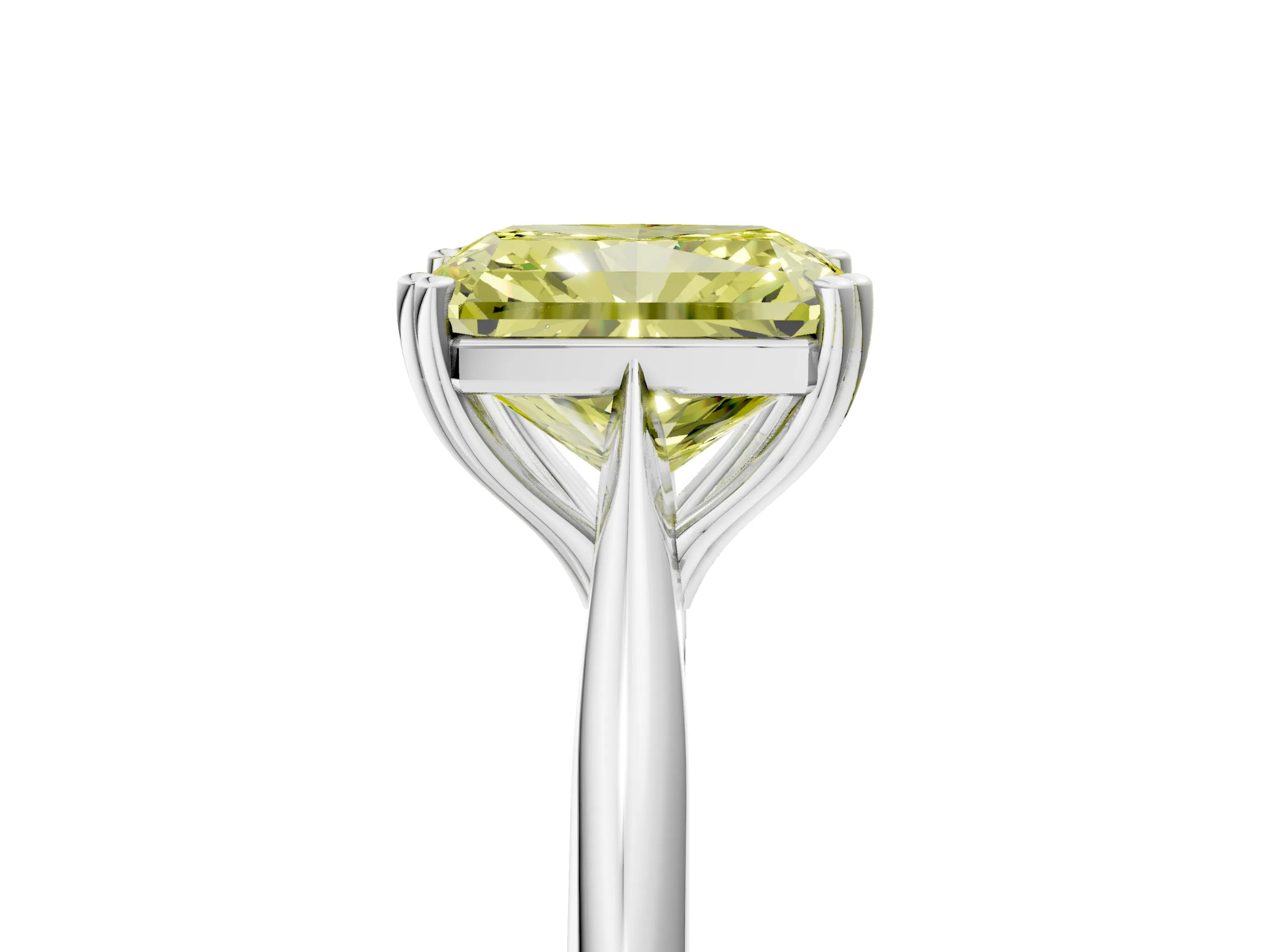 White gold Fancy Yellow Radiant Cut Solitaire Diamond Ring with Six-Prong Setting and Classic Band_5