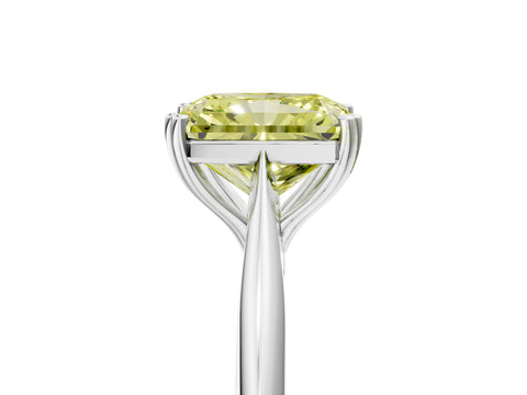 White gold Fancy Yellow Radiant Cut Solitaire Diamond Ring with Six-Prong Setting and Classic Band_5