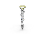 White gold Fancy Yellow Radiant  Cut Solitaire Diamond Twisted Band with Pave Setting_40