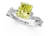 White gold Fancy Yellow Radiant  Cut Solitaire Diamond Twisted Band with Pave Setting_42