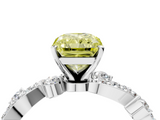 White gold Fancy Yellow Radiant  Cut Solitaire Diamond Twisted Band with Pave Setting_45
