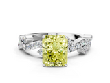 White gold Fancy Yellow Radiant  Cut Solitaire Diamond Twisted Band with Pave Setting_45