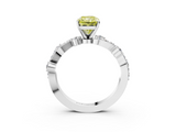 White gold Fancy Yellow Radiant  Cut Solitaire Diamond Twisted Band with Pave Setting_48