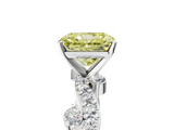 White gold Fancy Yellow Radiant  Cut Solitaire Diamond Twisted Band with Pave Setting_50