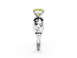 White gold Fancy Yellow Radiant  Cut Solitaire Diamond with Side Stones on Criss-Cross Band and Four-Prong Setting_5