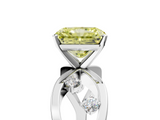 White gold Fancy Yellow Radiant  Cut Solitaire Diamond with Side Stones on Criss-Cross Band and Four-Prong Setting_8