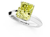 White gold Fancy Yellow Radiant  Cut Solitaire Engagement Ring with Flat Band and Four-Prong Setting 2