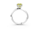 White gold Fancy Yellow Radiant  Cut Solitaire Engagement Ring with Flat Band and Four-Prong Setting 4