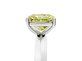 White gold Fancy Yellow Radiant  Cut Solitaire Engagement Ring with Flat Band and Four-Prong Setting