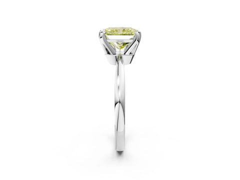 White gold Fancy Yellow Radiant Cut Solitaire Engagement Ring with Six-Prong Setting and Tapered Band_2