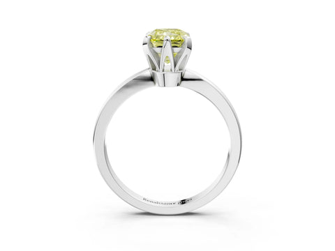 White gold Fancy Yellow Radiant Cut Solitaire Engagement Ring with Six-Prong Setting and Tapered Band_3