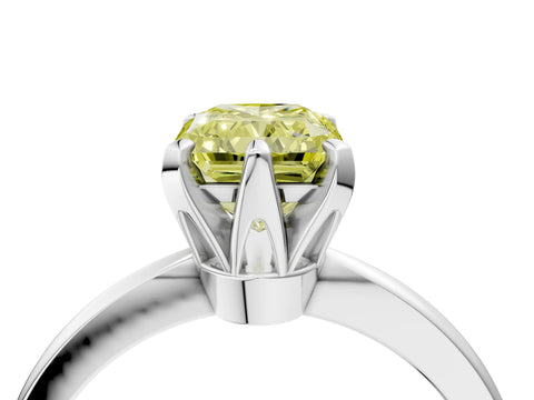 White gold Fancy Yellow Radiant Cut Solitaire Engagement Ring with Six-Prong Setting and Tapered Band_4