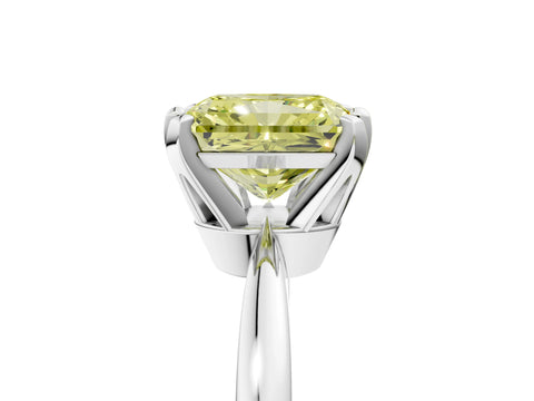 White gold Fancy Yellow Radiant Cut Solitaire Engagement Ring with Six-Prong Setting and Tapered Band_5