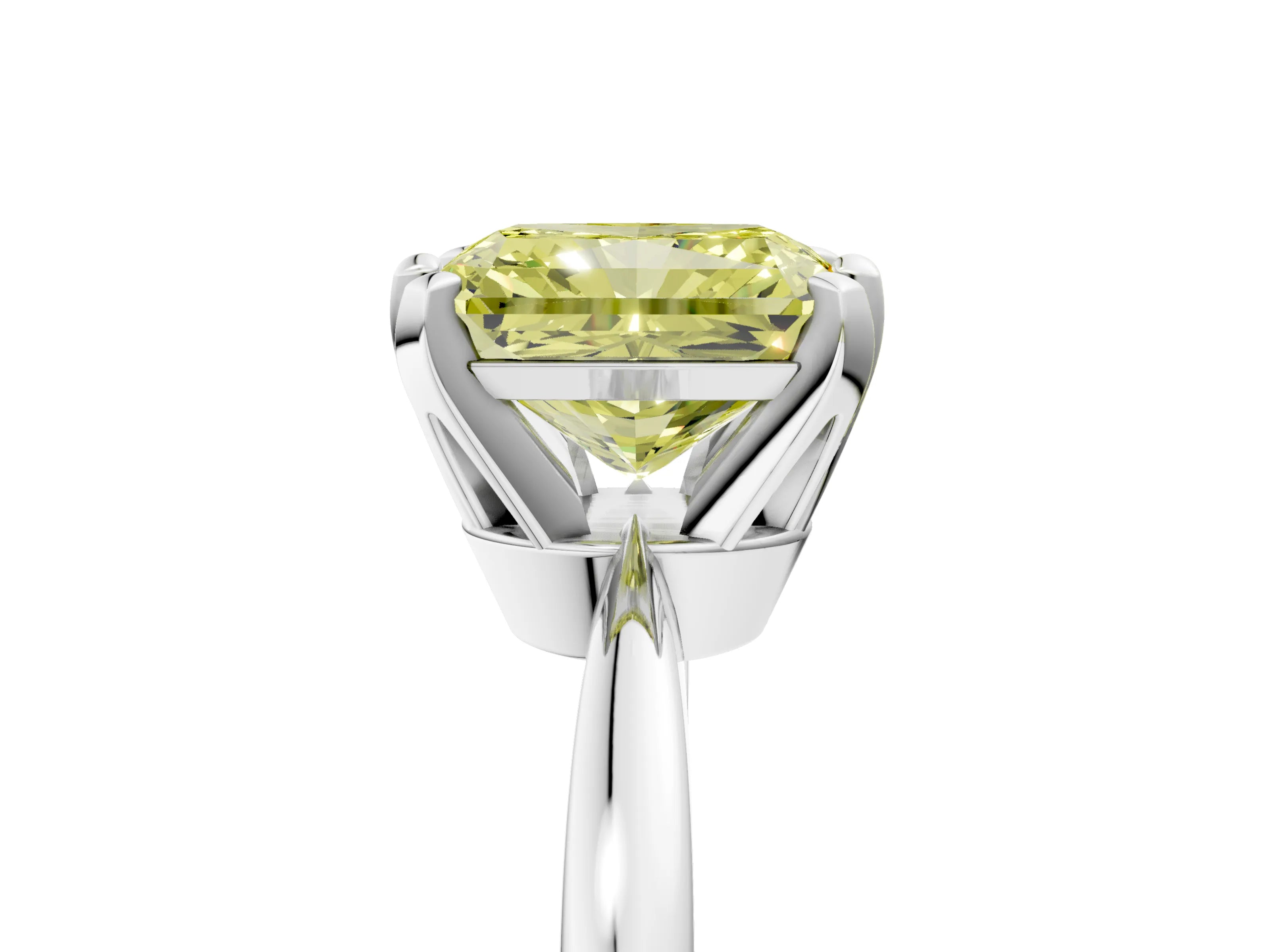 White gold Fancy Yellow Radiant Cut Solitaire Engagement Ring with Six-Prong Setting and Tapered Band_5