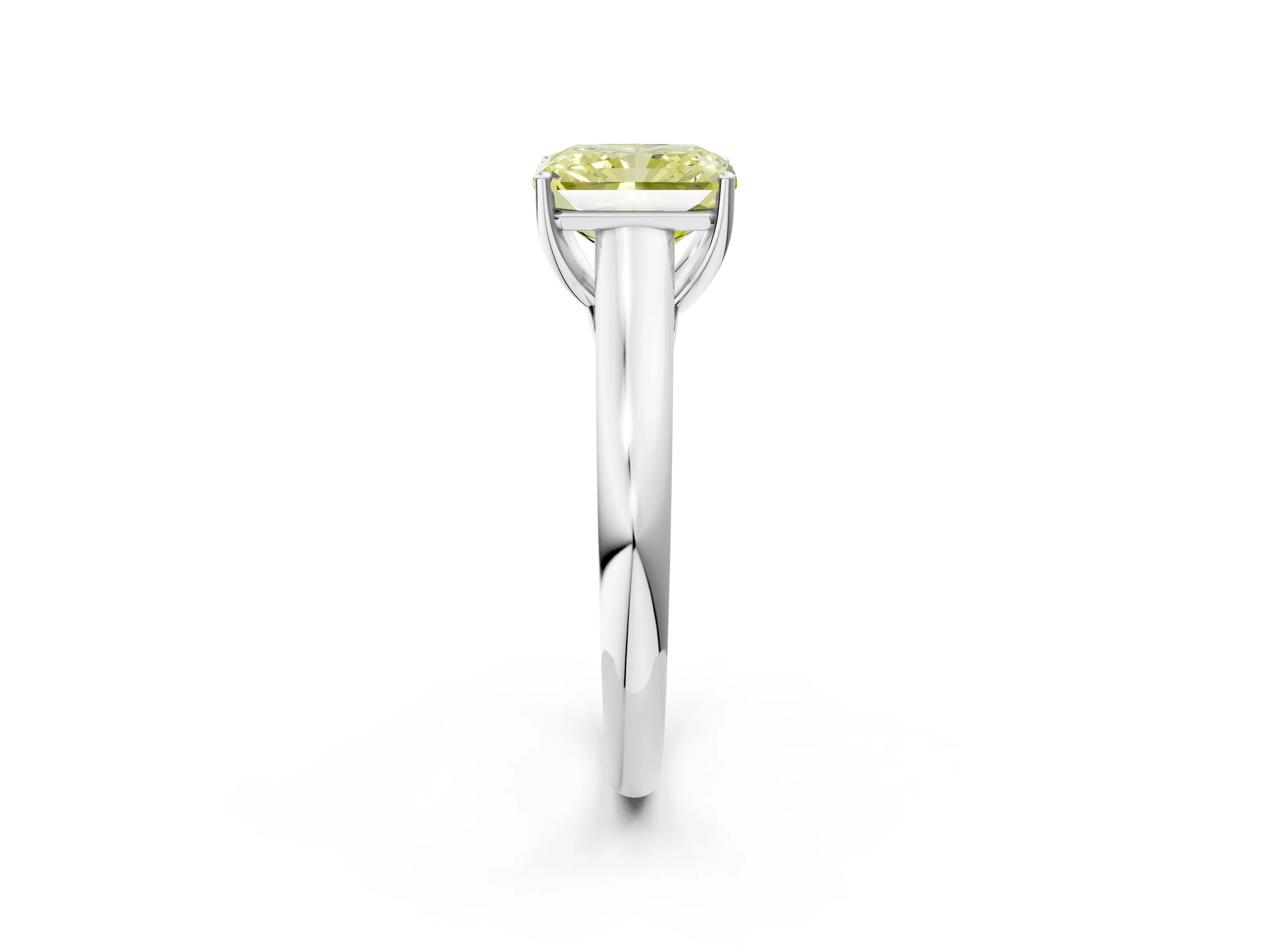 White gold Fancy Yellow Radiant Cut Solitaire Engagement Ring with Tapered Band and Four-Prong Setting_17