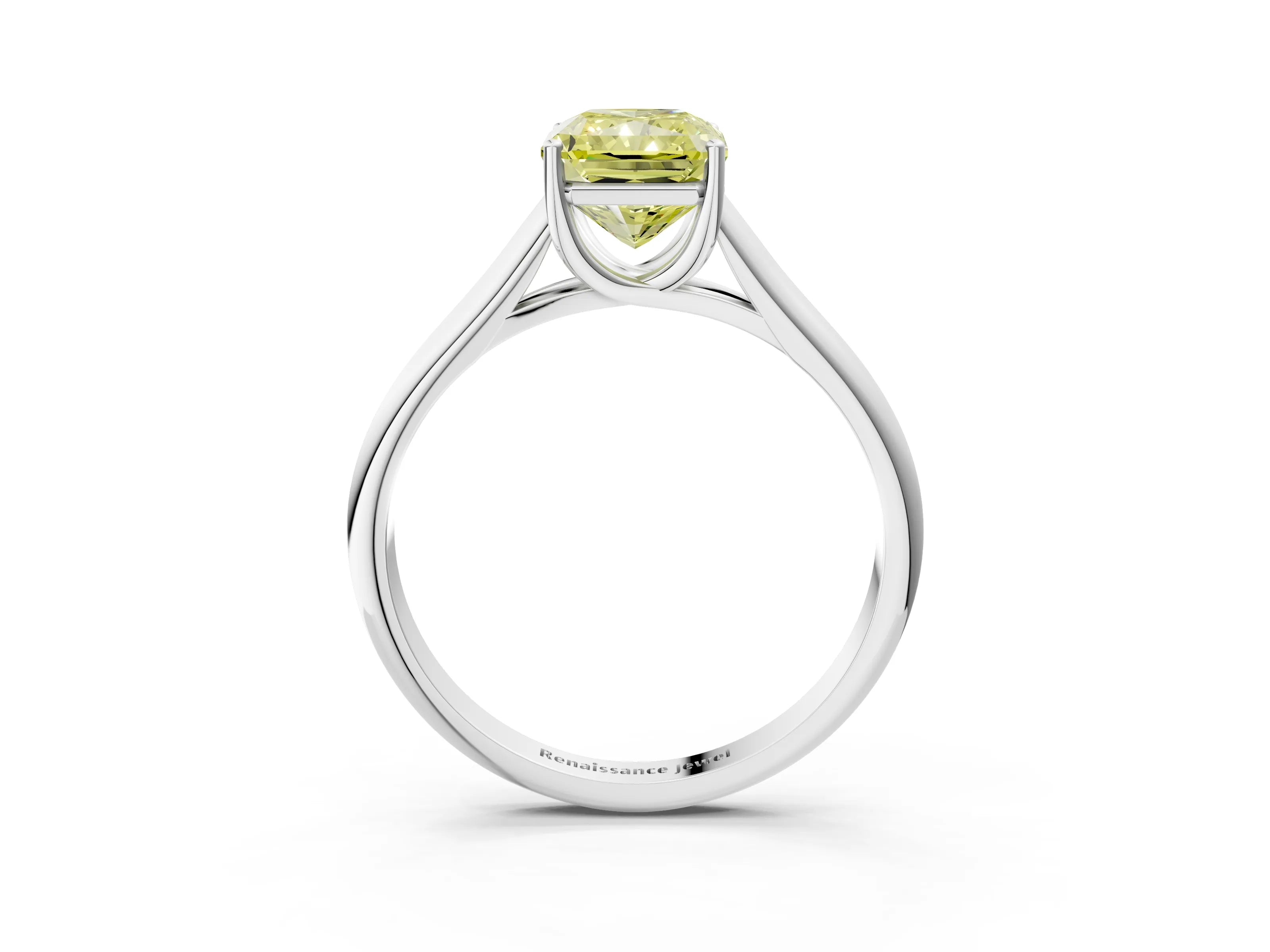 White gold Fancy Yellow Radiant Cut Solitaire Engagement Ring with Tapered Band and Four-Prong Setting_18