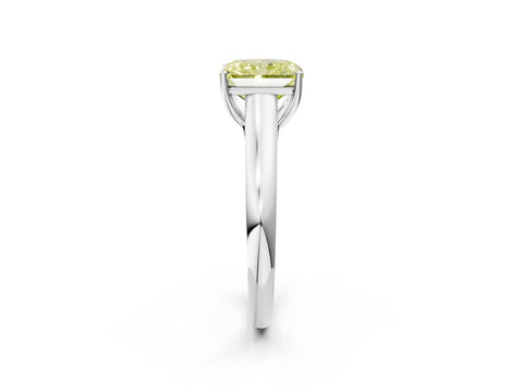 White gold Fancy Yellow Radiant Cut Solitaire Engagement Ring with Tapered Band and Four-Prong Setting_5