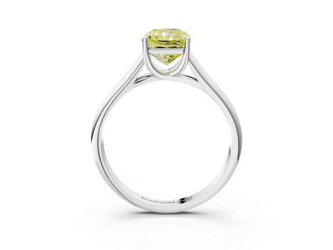 White gold Fancy Yellow Radiant Cut Solitaire Engagement Ring with Tapered Band and Four-Prong Setting_6