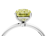White gold Fancy Yellow Radiant  Cut Solitaire Engagement Ring with Thin Band and Four-Prong Setting_7