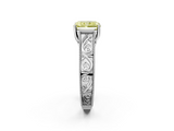 White gold Fancy Yellow Radiant  Cut Solitaire Engraved Band with Four-Prong Setting_77