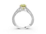 White gold Fancy Yellow Radiant  Cut Solitaire Engraved Band with Four-Prong Setting_78