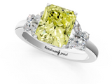 White gold Fancy Yellow Radiant  Cut Solitaire Floral Diamond Ring with Four-Prong Setting_37