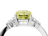 White gold Fancy Yellow Radiant  Cut Solitaire Floral Diamond Ring with Four-Prong Setting_40