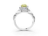White gold Fancy Yellow Radiant Cut Solitaire Leaf-Inspired Engagement Ring with Prong Setting_15