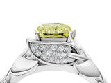 White gold Fancy Yellow Radiant Cut Solitaire Leaf-Inspired Engagement Ring with Prong Setting_16