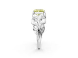 White gold Fancy Yellow Radiant Cut Solitaire Leaf-Inspired Engagement Ring with Prong Setting_2