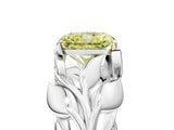 White gold Fancy Yellow Radiant Cut Solitaire Leaf-Inspired Engagement Ring with Prong Setting_5