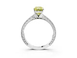 White gold Fancy Yellow Radiant Cut Solitaire Milgrain Engraved Band with Four-Prong Setting_15