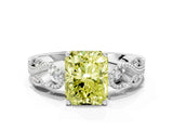 White gold Fancy Yellow Radiant Cut Solitaire Milgrain Leaf Band with Prong Setting_12