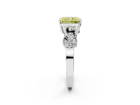 White gold Fancy Yellow Radiant Cut Solitaire Milgrain Leaf Band with Prong Setting_14
